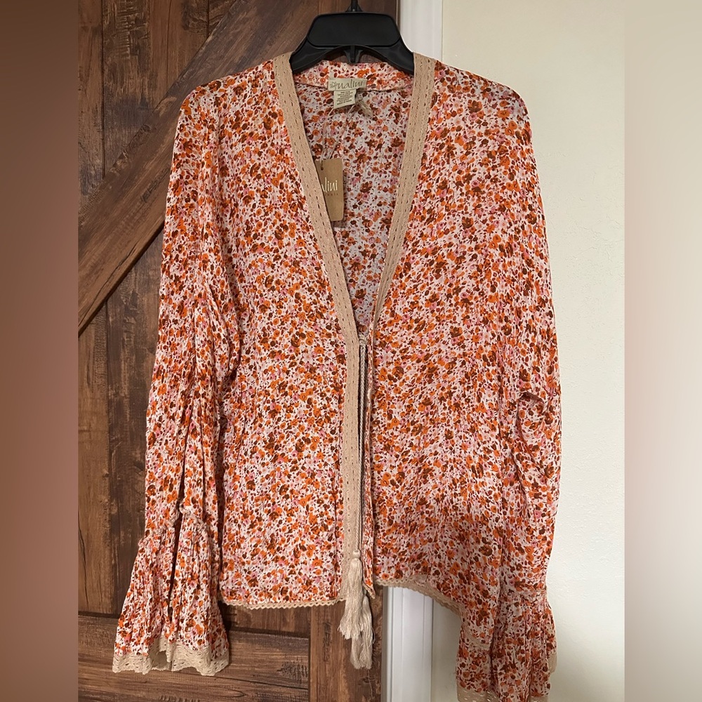 Nalini  Originals Floral Open-Front Cardigan. NWT
